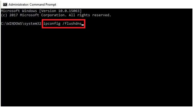 command prompt window type ipconfig/flushdns 