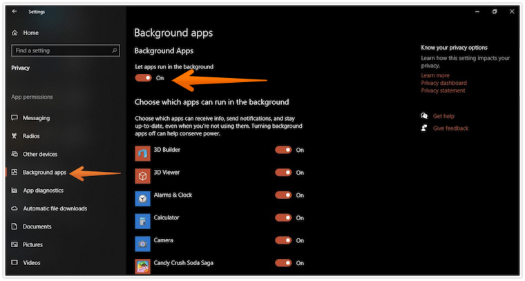 Click on Background Apps