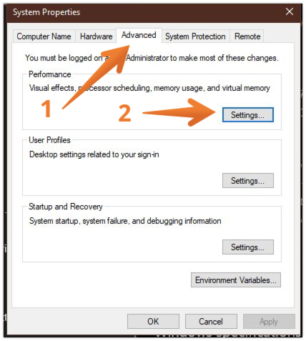 Click on Performance and Settings