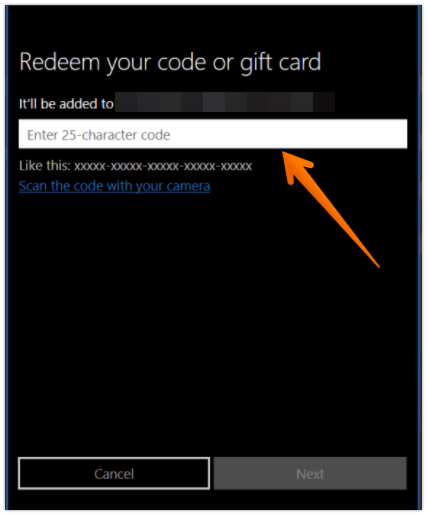 Enter Microsoft Store Code