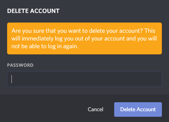 Delete Account Discord
